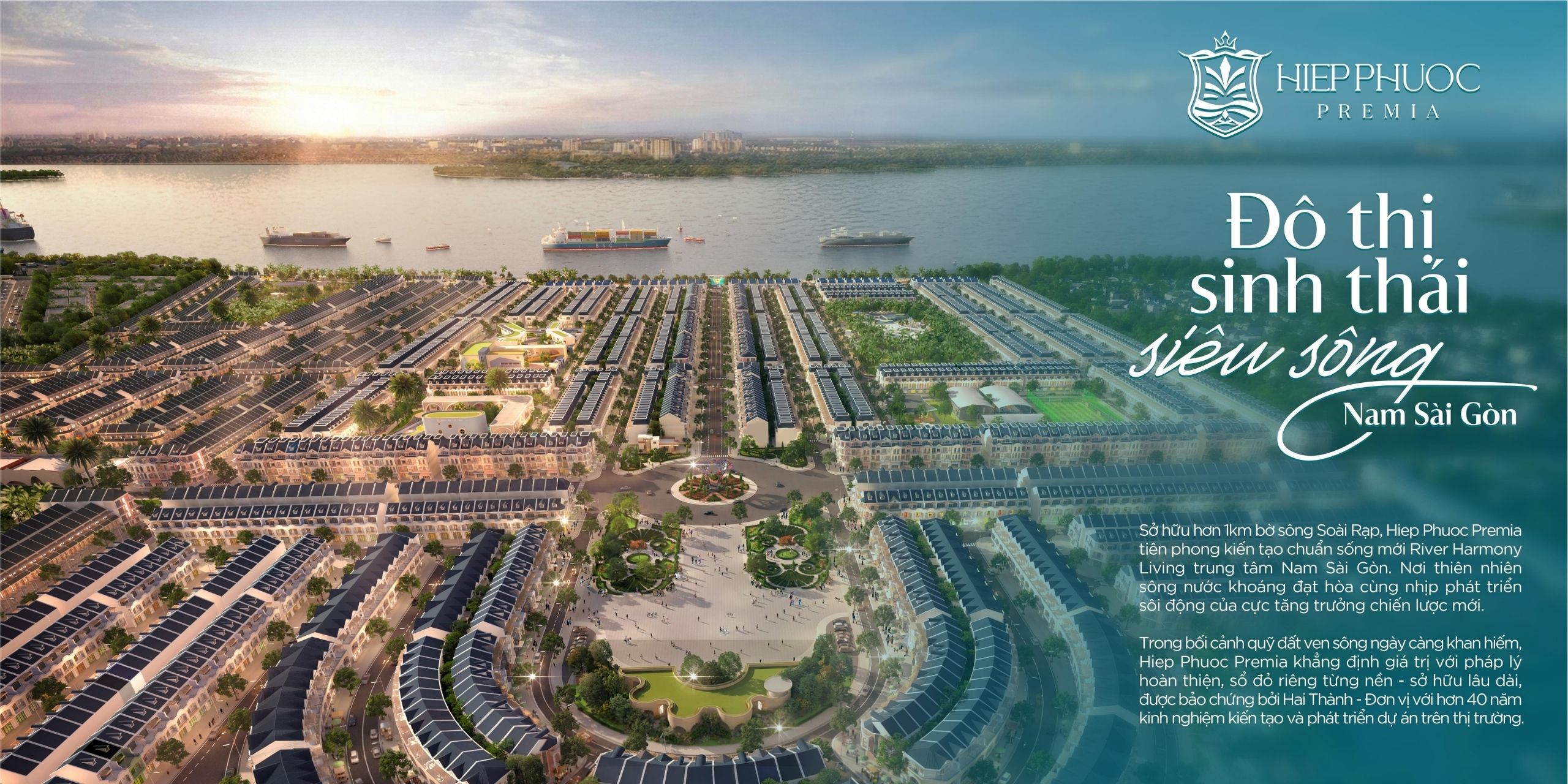 tổng thể dự án hiệp phước premia có sông lớn
